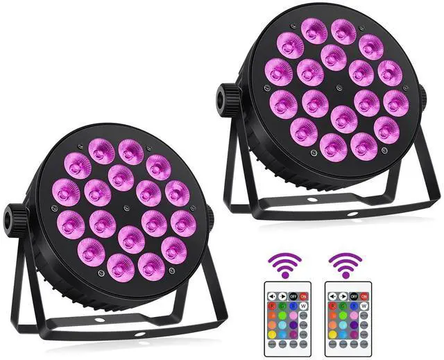 Alt view image 7 of 7 - LED Par Lights DMX,90W RGBW 4IN1 LED Stage Par Lights Stage DJ Par Can Light Sound Activated Auto Play by Remote&DMX Control for Events Wedding Party DJ Stage Live Show 2 Pack