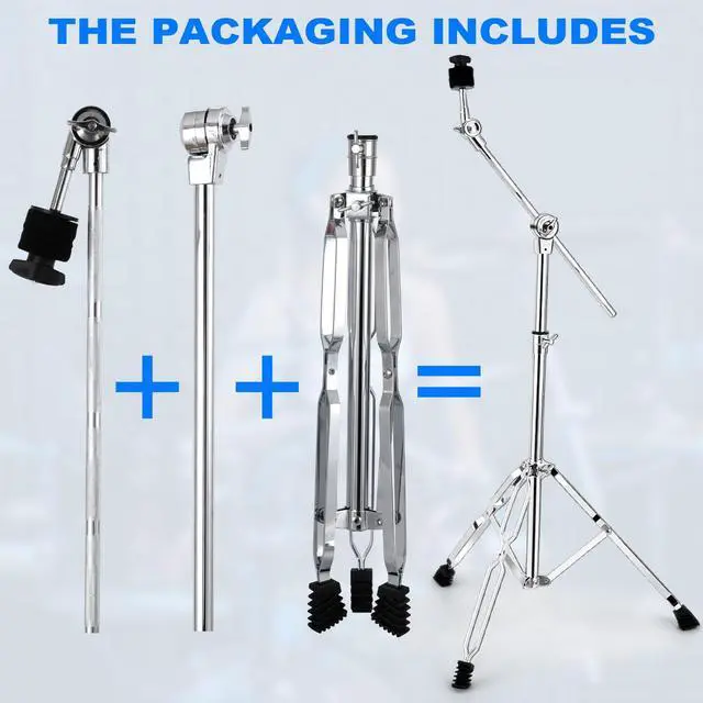Alt view image 6 of 7 - Cymbal Stand 2Pack, Standard Cymbal Boom Stand Adjustable 30"-58" Ride and Crash Cymbal Stands