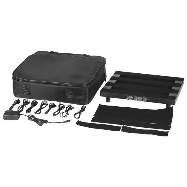 Alt view image 7 of 7 - 14"x 10.6" Guitar Pedal Board with Built-in Power Supply | 8 DC Outputs, Includes Carry Case & Mounting Tapes, Aluminum Alloy Material, Lightweight