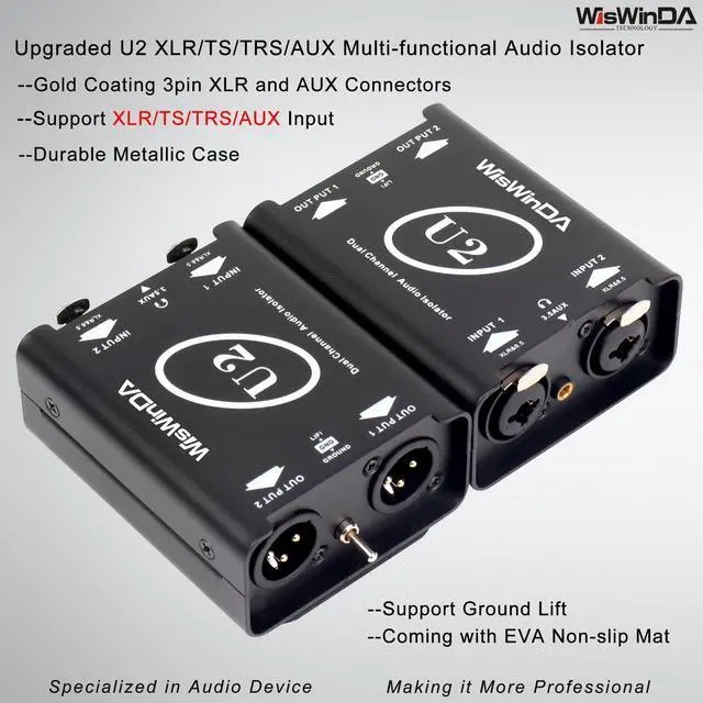 Alt view image 2 of 7 - U2 Pro XLR/1/4inch/AUX HiFi Stereo Version Audio Isolation Box Ground Loop Isolator/Noise Filter/Hum Eliminator for Audio System Eliminate Hum&Buzzing Noise (Pro U2-XLR/AUX/TS/TRS)