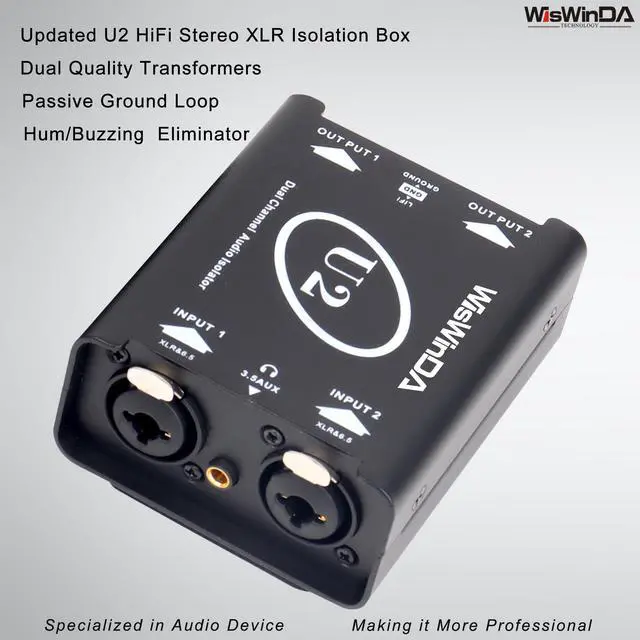 Alt view image 5 of 7 - U2 Pro XLR/1/4inch/AUX HiFi Stereo Version Audio Isolation Box Ground Loop Isolator/Noise Filter/Hum Eliminator for Audio System Eliminate Hum&Buzzing Noise (Pro U2-XLR/AUX/TS/TRS)