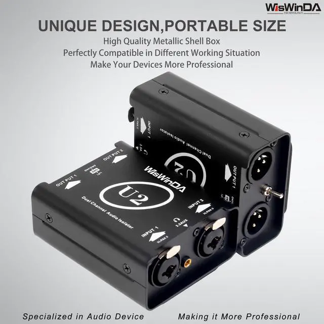 Alt view image 6 of 7 - U2 Pro XLR/1/4inch/AUX HiFi Stereo Version Audio Isolation Box Ground Loop Isolator/Noise Filter/Hum Eliminator for Audio System Eliminate Hum&Buzzing Noise (Pro U2-XLR/AUX/TS/TRS)