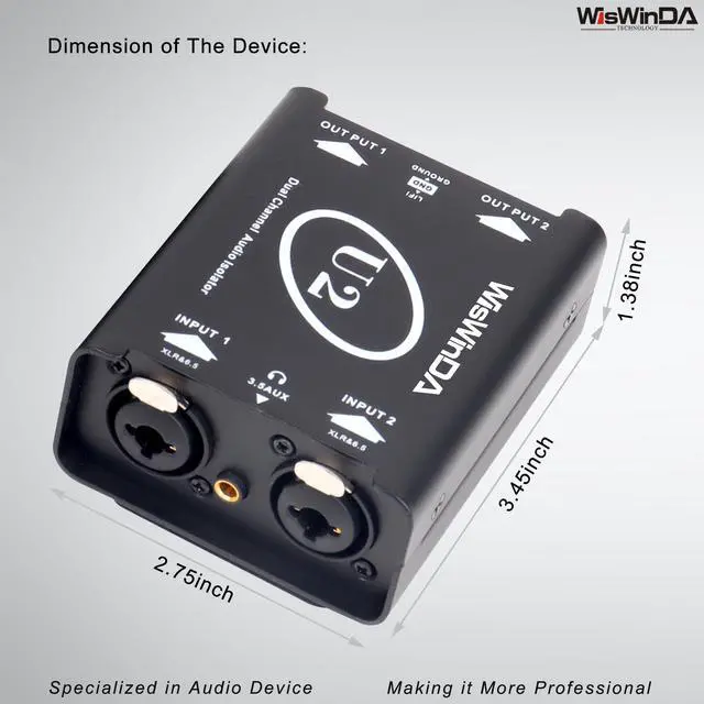 Alt view image 7 of 7 - U2 Pro XLR/1/4inch/AUX HiFi Stereo Version Audio Isolation Box Ground Loop Isolator/Noise Filter/Hum Eliminator for Audio System Eliminate Hum&Buzzing Noise (Pro U2-XLR/AUX/TS/TRS)
