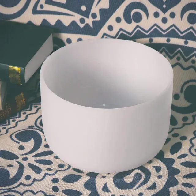 Alt view image 3 of 7 - Large Crystal Singing Bowl, 14 Inch C Note 432hz Root Chakra Bowl | Include Carrying Case for Yoga Meditation Sound Healing Energy Yoga, Spiritual,Quartz Frosted White Sound Bowl