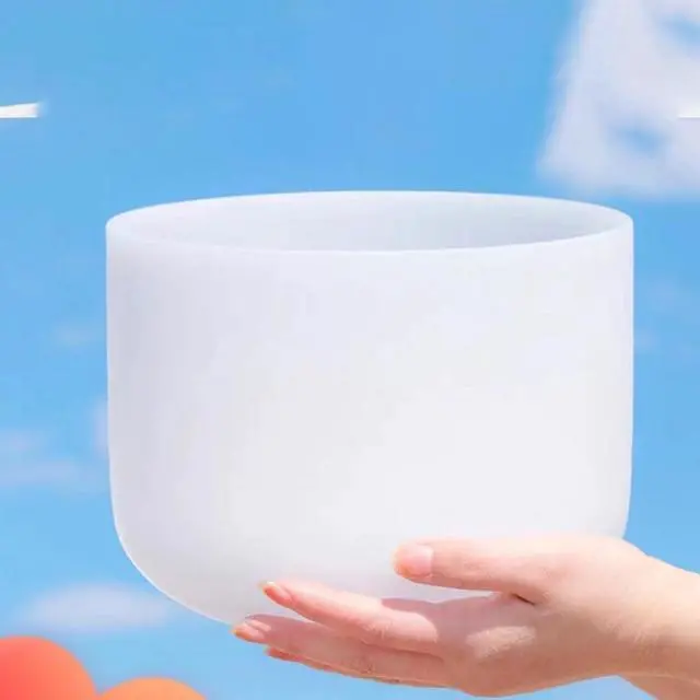 Alt view image 4 of 7 - Large Crystal Singing Bowl, 14 Inch C Note 432hz Root Chakra Bowl | Include Carrying Case for Yoga Meditation Sound Healing Energy Yoga, Spiritual,Quartz Frosted White Sound Bowl