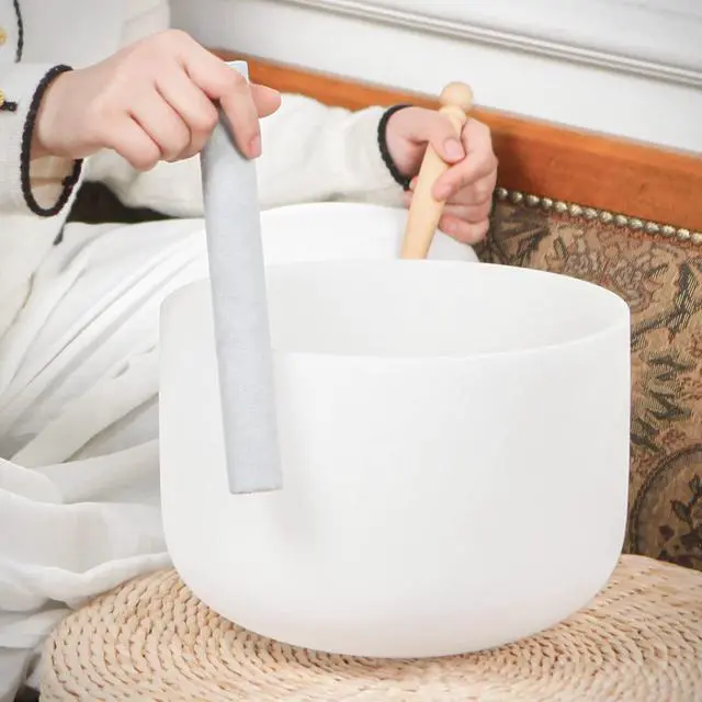 Alt view image 4 of 7 - Large Crystal Singing Bowl, 174Hz 14 Inch F Note Sound Bath Bowl | Quartz Frosted Meditation Bowl,with Carrying Case for Yoga Healing,Cleansing Stress Relief, Spiritual Mindfulness