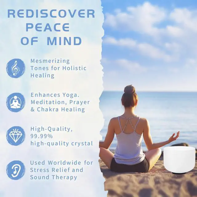Alt view image 6 of 7 - Large Crystal Singing Bowl, 174Hz 14 Inch F Note Sound Bath Bowl | Quartz Frosted Meditation Bowl,with Carrying Case for Yoga Healing,Cleansing Stress Relief, Spiritual Mindfulness
