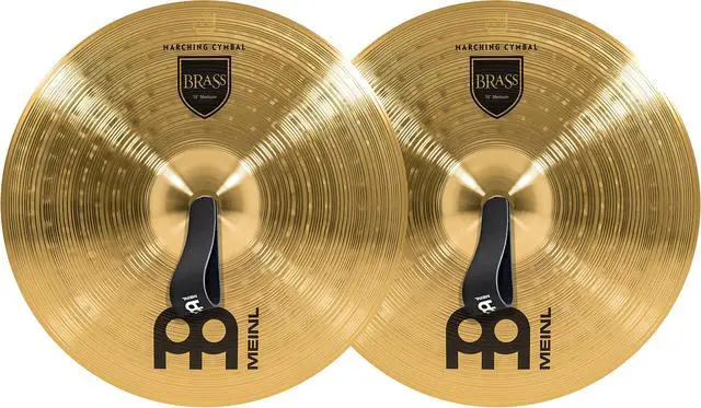 Alt view image 2 of 6 - Meinl 18 Marching Cymbal Pair with Straps - Brass Alloy Traditional Finish - Made In Germany, (MA-BR-18M)