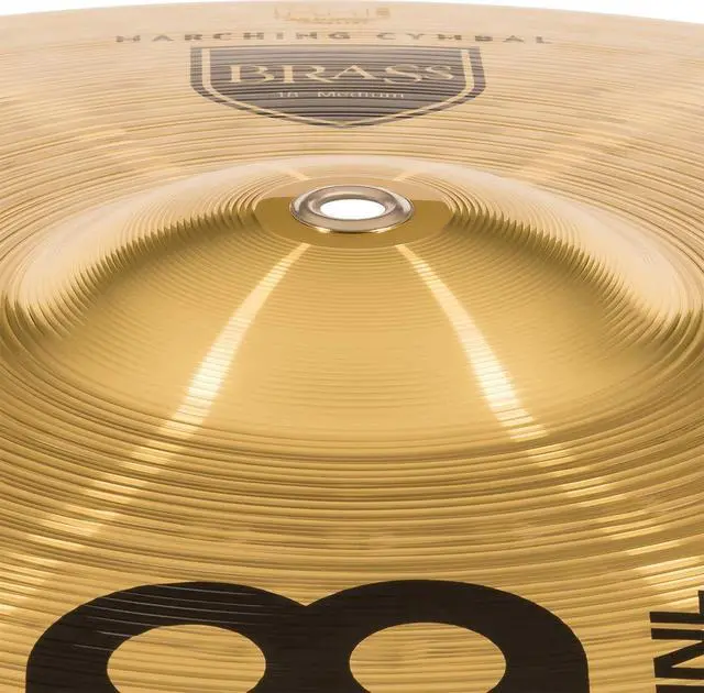 Alt view image 3 of 6 - Meinl 18 Marching Cymbal Pair with Straps - Brass Alloy Traditional Finish - Made In Germany, (MA-BR-18M)
