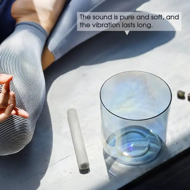 Alt view image 2 of 6 - 432HZ 7 Inch C Note Root Chakra Boundless Celestia Color Clear Quartz Crystal Singing Bowl with Carry Case Bag for Sound Healing and Meditation
