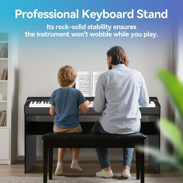 Alt view image 6 of 7 - L85 Piano Keyboard Stand,Wooden Furniture Keyboard Piano Stand for Adult Compatible for Yamaha P71/P45/P-125/P-128/P35 Digital Piano 88 Keys,Black