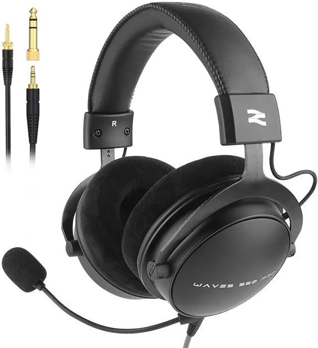 Main image of Studio Monitor Headphones for Recording, Wired Over Ear Studio Headphones with Detachable Boom Microphone, Professional Monitoring Headset for Podcast, Broadcast, Streaming & Audio Mixing