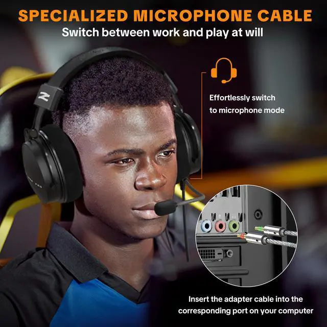 Alt view image 5 of 7 - Studio Monitor Headphones for Recording, Wired Over Ear Studio Headphones with Detachable Boom Microphone, Professional Monitoring Headset for Podcast, Broadcast, Streaming & Audio Mixing