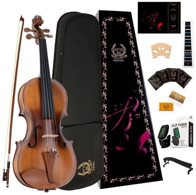 Main image of Violin Set for Beginners,Acoustic Violins Starter Kit Package for Student,Beginners Fiddle with Hard Case, Rosin, Shoulder Rest, Bow, and Extra Strings (MATTE, Full)