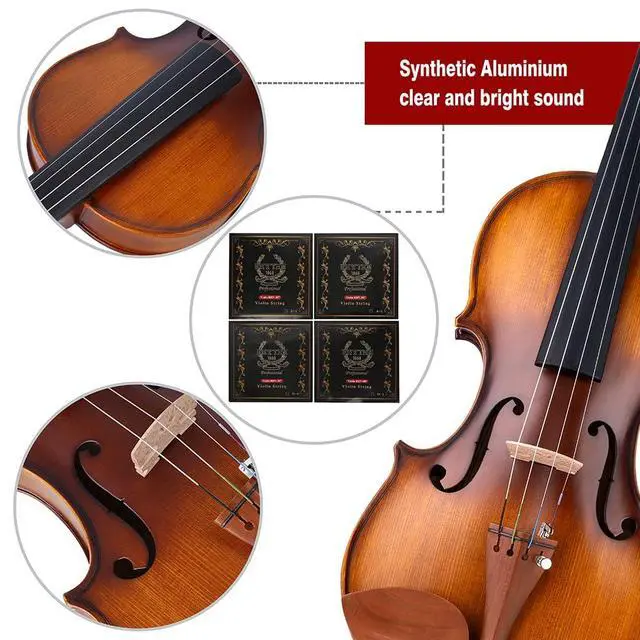 Alt view image 4 of 7 - Violin Set for Beginners,Acoustic Violins Starter Kit Package for Student,Beginners Fiddle with Hard Case, Rosin, Shoulder Rest, Bow, and Extra Strings (MATTE, Full)