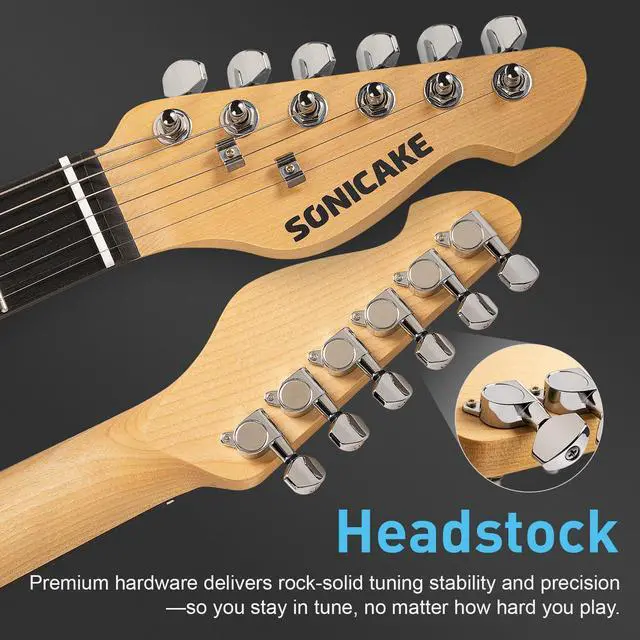 Alt view image 2 of 7 - Electric Guitar, 39" Beginner Electric Guitar, Classic SSS Pickup, Tremolo Bridge, Full-Size Lightweight Body, Rounded Fret Ends, Heel Adjustment Truss Rod (Sonic Blue)