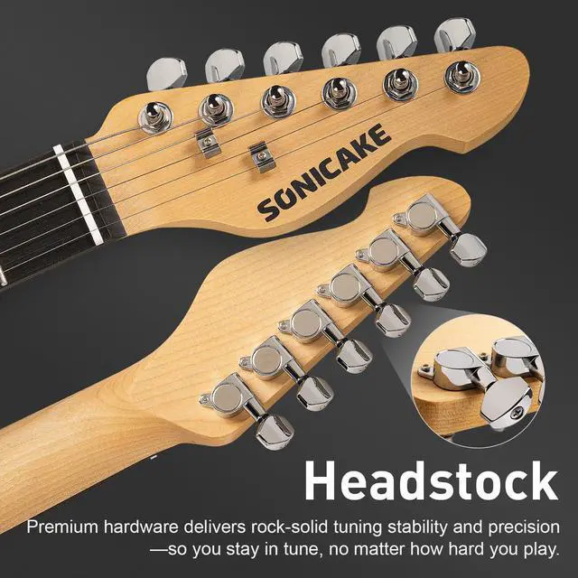 Alt view image 2 of 7 - Electric Guitar, 39" Beginner Electric Guitar, Classic SSS Pickup, Tremolo Bridge, Full-Size Lightweight Body, Rounded Fret Ends, Heel Adjustment Truss Rod (Black)