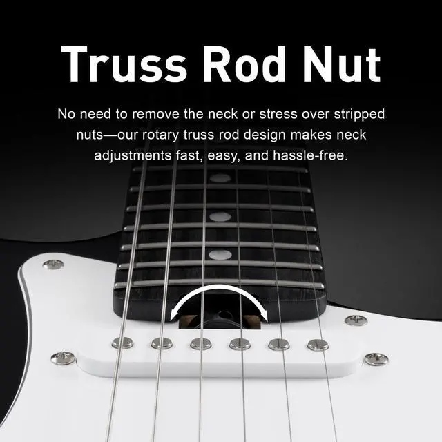 Alt view image 5 of 7 - Electric Guitar, 39" Beginner Electric Guitar, Classic SSS Pickup, Tremolo Bridge, Full-Size Lightweight Body, Rounded Fret Ends, Heel Adjustment Truss Rod (Black)