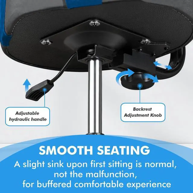 Alt view image 5 of 7 - Pro Drum Stool with Backrest, Heavy Duty Hydraulic Drum Throne, Velvet-Covered Ergonomic Memory Foam Drum Seat, Adjustable Drum Chair Anti-Slip Base, Drum Saddle Bench (Navy Blue W/Backrest)