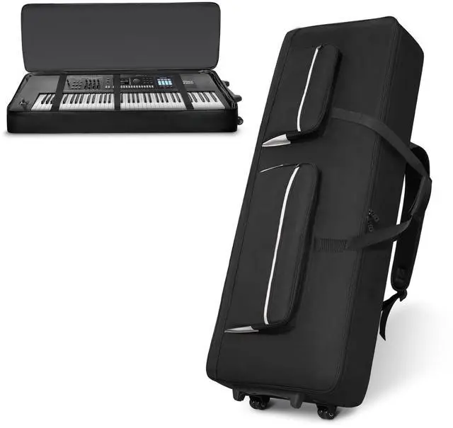 Main image of 73/76 Key Keyboard Case with Wheels, Padded Rolling Gig Bag