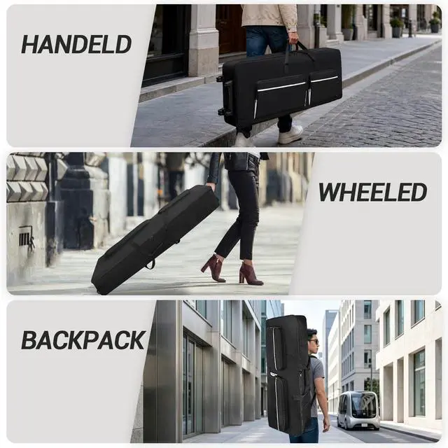 Alt view image 7 of 7 - 73/76 Key Keyboard Case with Wheels, Padded Rolling Gig Bag