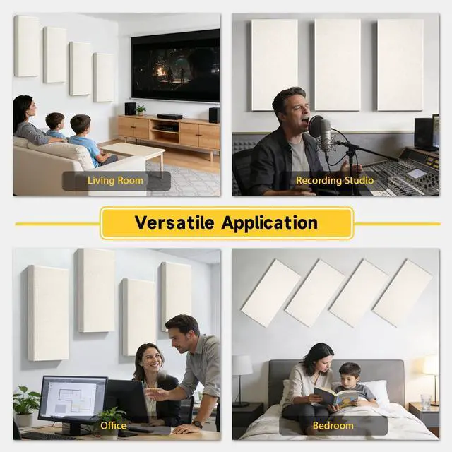 Alt view image 7 of 7 - 4 PCS 2" Thick Acoustic Panels, 23.6" x 11.8", Fiberglass Sound Absorbing Panels, Fabric Wrapped Soundproof Wall Panels (Light Linen)