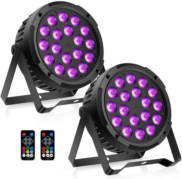 Main image of 18LED Stage Par Can Lights: 72W RGBW 4IN1 Color Changing - Remote DMX Control for DJ Party Planner - Uplights for Event Wedding Club Band Theater Church Music Show Dance Floor Performances - 2Pack