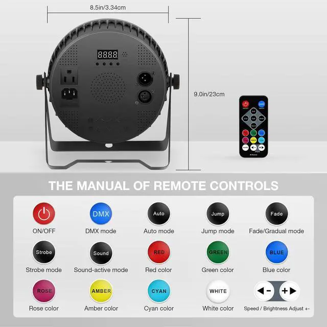 Alt view image 5 of 7 - 18LED Stage Par Can Lights: 72W RGBW 4IN1 Color Changing - Remote DMX Control for DJ Party Planner - Uplights for Event Wedding Club Band Theater Church Music Show Dance Floor Performances - 2Pack