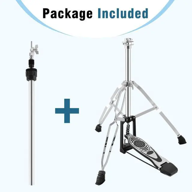 Alt view image 7 of 7 - Foldable Portable Hi-Hat Stand, Adjustable Height High Hat Stand, Hi-Hat Cymbal Stand with Smooth Pedal, Silver and Black (7.5lb)