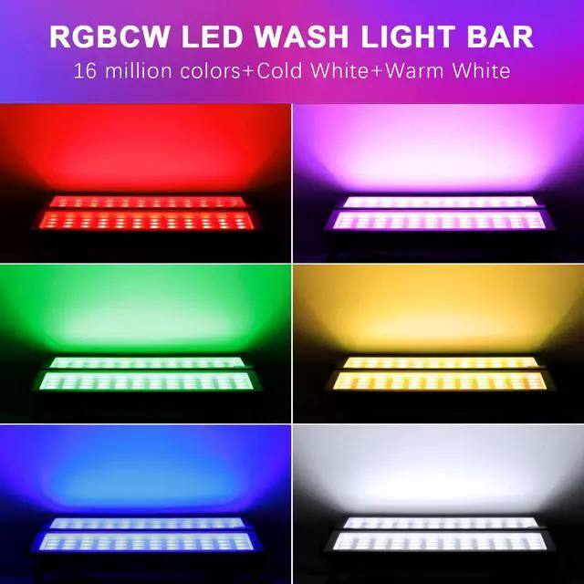 Alt view image 2 of 7 - 2 Pack 120W Stage Light Bar, RGBCW Smart LED Uplighting, Outdoor Wall Washer, IP66 Waterproof RGB Bar With APP Control, Wash Lights With Timing, DJ Light for Festival, Wedding, Party