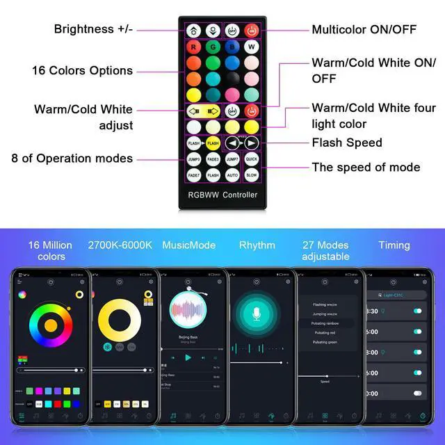 Alt view image 3 of 7 - 2 Pack 120W Stage Light Bar, RGBCW Smart LED Uplighting, Outdoor Wall Washer, IP66 Waterproof RGB Bar With APP Control, Wash Lights With Timing, DJ Light for Festival, Wedding, Party