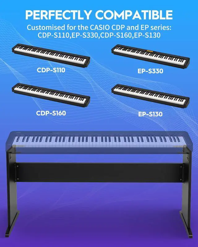 Alt view image 2 of 7 - Piano Keyboard Stand, Wooden Furniture Stand, Compatible for CASIO CDP-S100/ CDP-S110/CDP-S160/EP-S120/EP-S130/EP-S320 Digital Piano 88 Keys, SKT-CS01 (Classic Black)