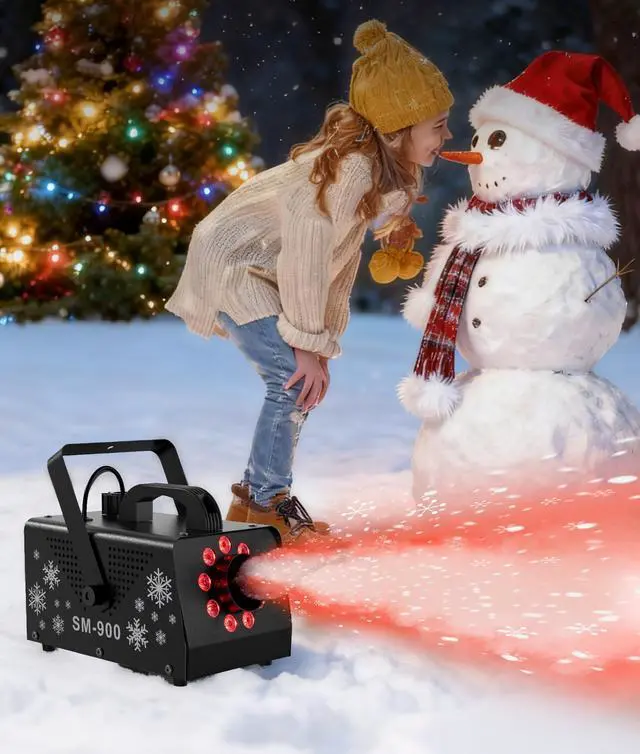 Alt view image 7 of 7 - 900W High Output Snow Machine with 9 LED Lights & Remote Indoor/Outdoor Artificial Snow Maker for Christmas, Parties, Parades Heavy Duty Snowflake Machine