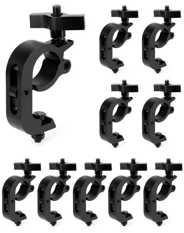 Main image of Heavy Duty Truss Clamp Stage Light Trigger Clamp, 10 Pack 330 lb. Aluminum Fixture, DJ Light Clips Fits 1.77-2.0 in. Trusses, for Par Light Moving Head Beam Stage Light, Black