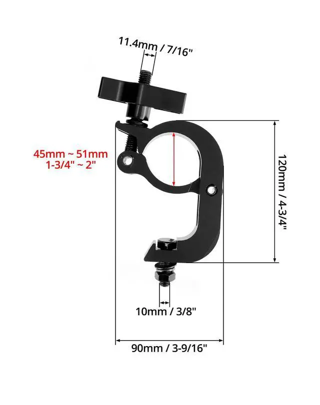 Alt view image 3 of 7 - Heavy Duty Truss Clamp Stage Light Trigger Clamp, 10 Pack 330 lb. Aluminum Fixture, DJ Light Clips Fits 1.77-2.0 in. Trusses, for Par Light Moving Head Beam Stage Light, Black