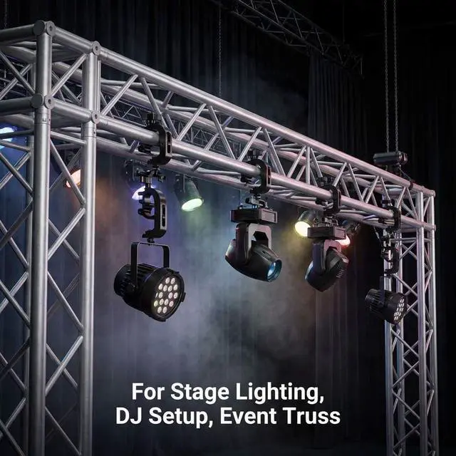Alt view image 6 of 7 - Heavy Duty Truss Clamp Stage Light Trigger Clamp, 10 Pack 330 lb. Aluminum Fixture, DJ Light Clips Fits 1.77-2.0 in. Trusses, for Par Light Moving Head Beam Stage Light, Black