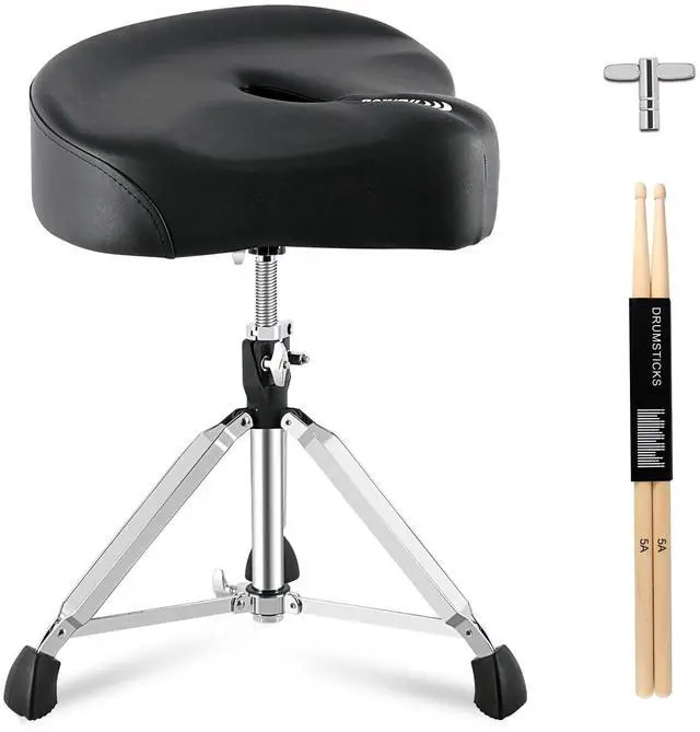 Main image of Drum Throne Heavy Duty Drum Throne Seat Air Guide Hole Drum Stool Motorcycle Style Height Thrones Adjustable Drum Chair for Adult,Tall People Refreshing and Breathable Drum Seat,Black