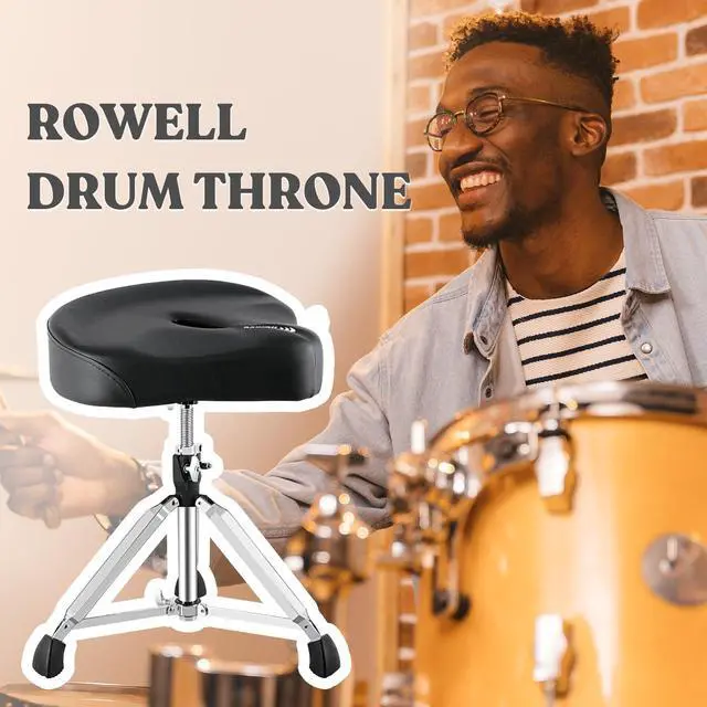 Alt view image 7 of 7 - Drum Throne Heavy Duty Drum Throne Seat Air Guide Hole Drum Stool Motorcycle Style Height Thrones Adjustable Drum Chair for Adult,Tall People Refreshing and Breathable Drum Seat,Black