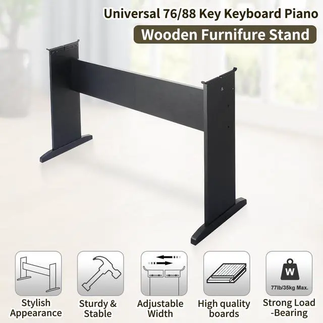 Alt view image 2 of 7 - Universal 76 / 88 Key Piano Keyboard Stand, Wooden Furniture Stand Compatible For YMH P Series, CSO PX Series, RLD FP Series Digital Pianos Keyboards - 2 Into 1 Middle Board - KWS-G1-B