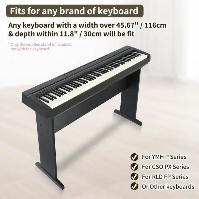 Alt view image 3 of 7 - Universal 76 / 88 Key Piano Keyboard Stand, Wooden Furniture Stand Compatible For YMH P Series, CSO PX Series, RLD FP Series Digital Pianos Keyboards - 2 Into 1 Middle Board - KWS-G1-B