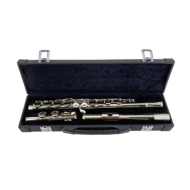Alt view image 2 of 7 - 16 Key Closed Hole C Flute for Beginner Adults Silver Plated Nickel Flute with Carrying Case, Cleaning Kit, Tuning Rod, Gloves Lightweight, Durable & Easy to Play (Sliver)