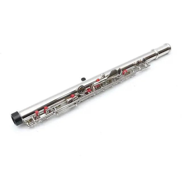 Alt view image 7 of 7 - 16 Key Closed Hole C Flute for Beginner Adults Silver Plated Nickel Flute with Carrying Case, Cleaning Kit, Tuning Rod, Gloves Lightweight, Durable & Easy to Play (Sliver)