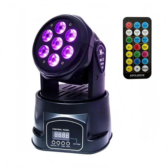 Main image of Moving Head Light 7 x 18W 6 in 1 LED RGBWA+UV Stage DJ Lights | DMX& Sound Activated, 9/14 CH, 540° Pan & 180° Tilt, Wash Light for Party, Weddings, Clubs, Concerts, Bars and Events
