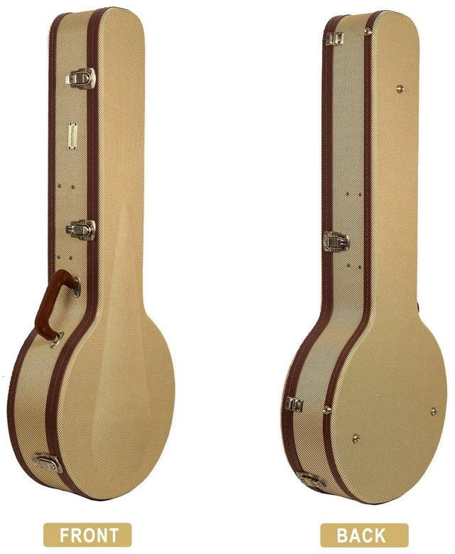 Alt view image 3 of 6 - Master Series 5-String Resonator Banjo Case | Classic Fabric Tweed Exterior, Re-Engineered Wooden Shell, Leather Handle & Deep Red Velvet Interior