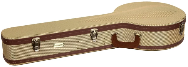 Alt view image 6 of 6 - Master Series 5-String Resonator Banjo Case | Classic Fabric Tweed Exterior, Re-Engineered Wooden Shell, Leather Handle & Deep Red Velvet Interior