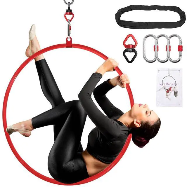 Main image of Professional Premium Red Aerial Hoop Kit, Single-Point Ring | Professional Aerial Ring Set, 2-Ton Safety System, Glossy Finish, Tape Not Included