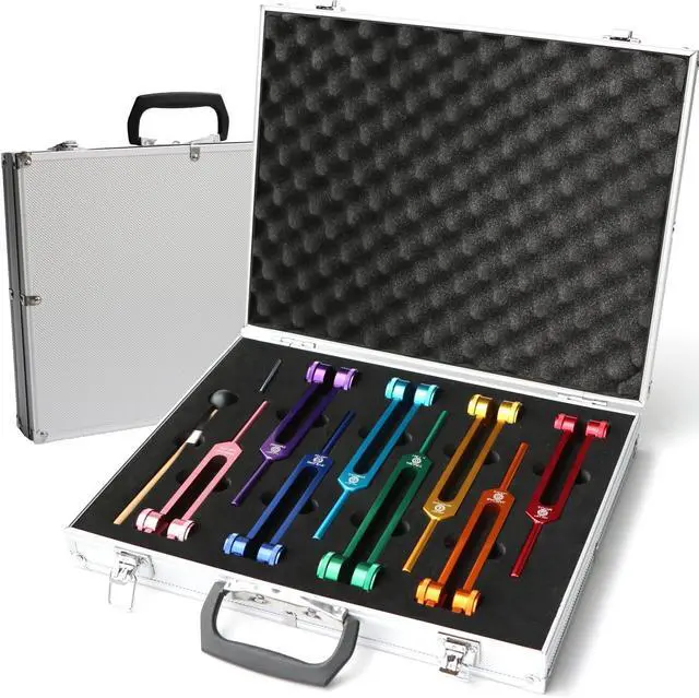 Main image of Tuning Forks for Healing Chakra Set, Weighted Tuning Fork Set of 8 Color, Including 7 Chakra Tuning Forks and 1 Soul Purpose Tuning Fork for Healing, Tuning the Human Biofield, Yoga, Meditation