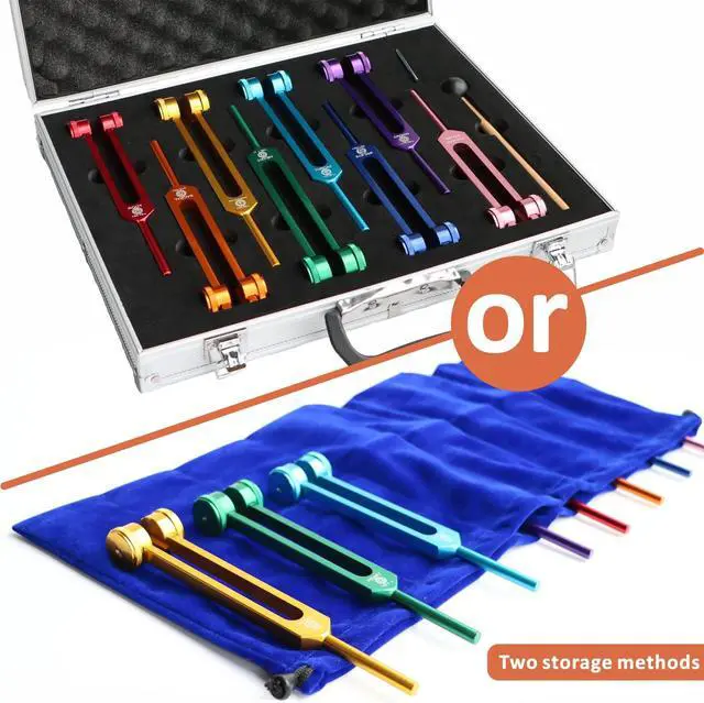 Alt view image 5 of 6 - Tuning Forks for Healing Chakra Set, Weighted Tuning Fork Set of 8 Color, Including 7 Chakra Tuning Forks and 1 Soul Purpose Tuning Fork for Healing, Tuning the Human Biofield, Yoga, Meditation