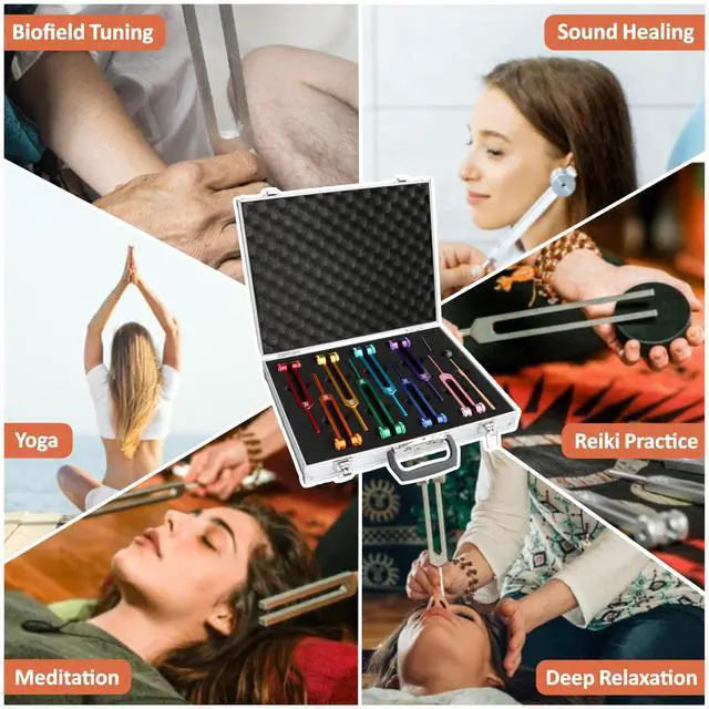 Alt view image 6 of 6 - Tuning Forks for Healing Chakra Set, Weighted Tuning Fork Set of 8 Color, Including 7 Chakra Tuning Forks and 1 Soul Purpose Tuning Fork for Healing, Tuning the Human Biofield, Yoga, Meditation