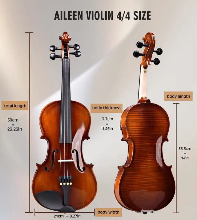 Alt view image 4 of 6 - Aileen 4/4 Violin Set for Beginners, Full Size Fiddle Kit for Adults Starters and Children Teenager Students
